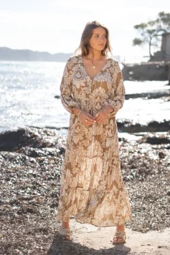 Kleid Gloria Barock Taupe Druck