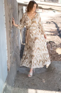 Kleid Gloria Barock Taupe Druck