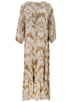 Kleid Gloria Barock Taupe Druck