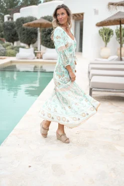 Kleid Gloria Flower Aqua