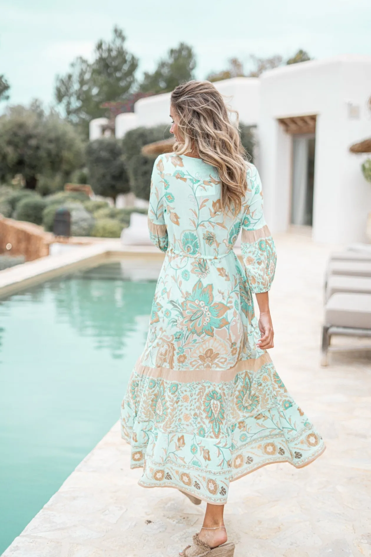 Kleid Gloria Flower Aqua