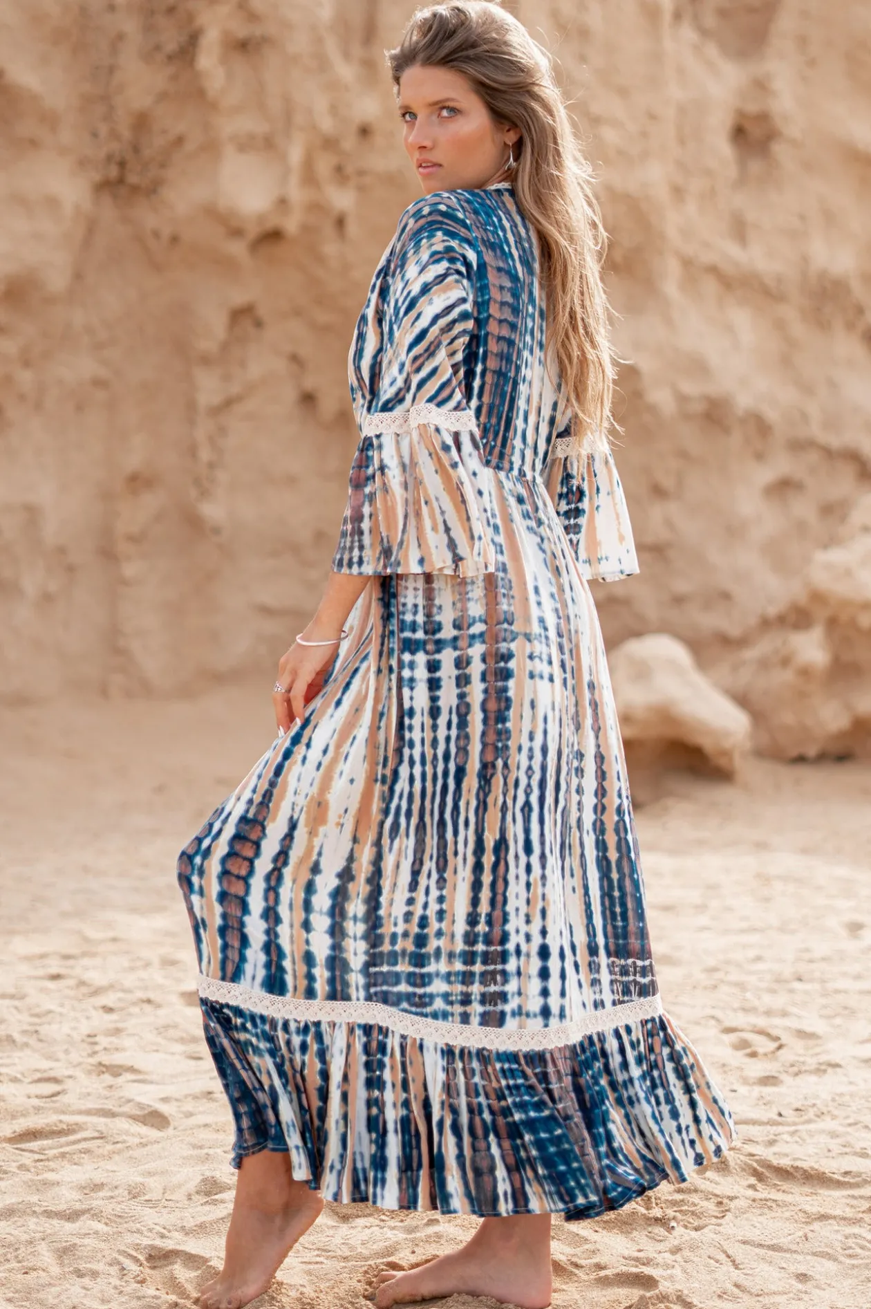 Kleid Isabella Crochet Beige