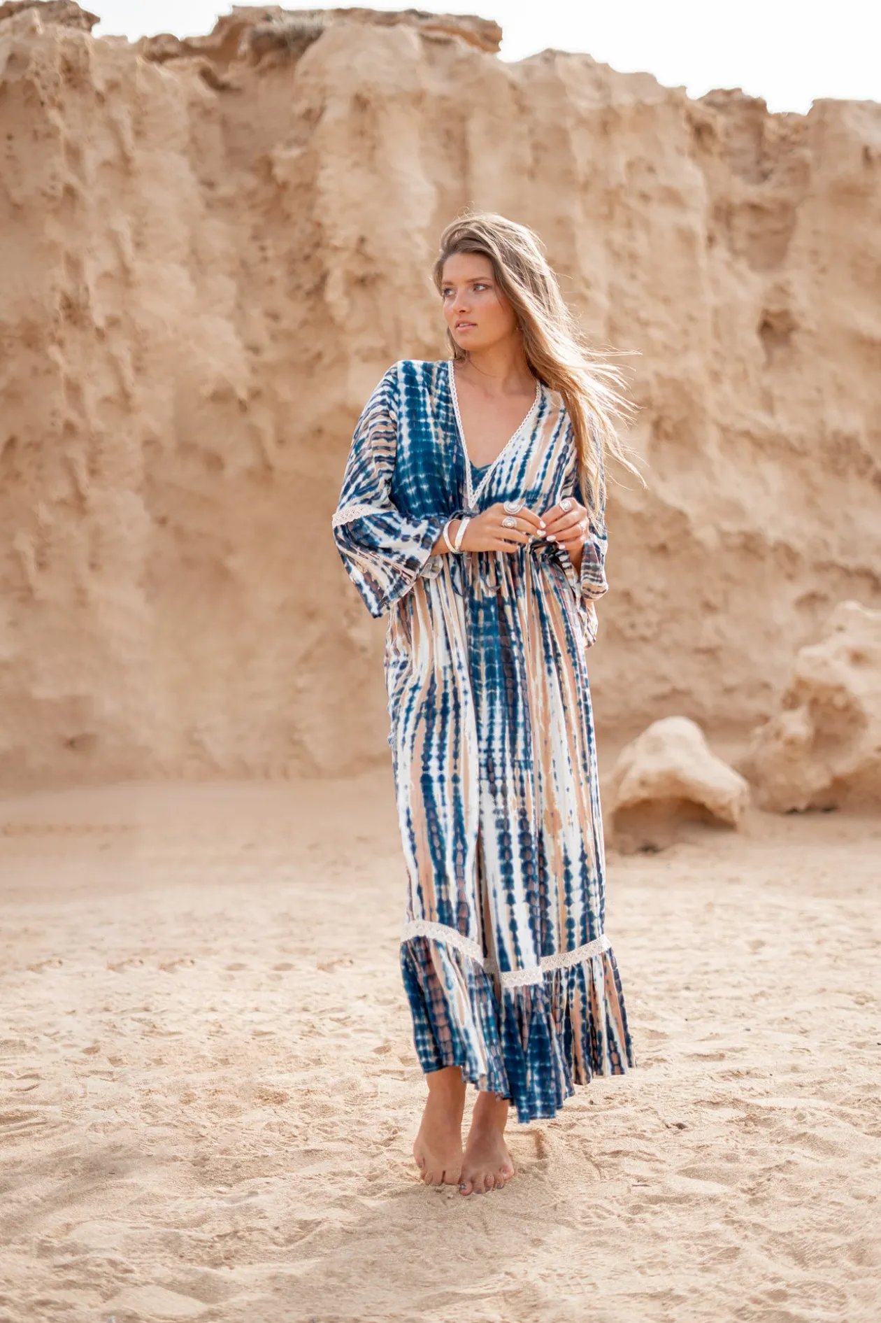 Kleid Isabella Crochet Beige