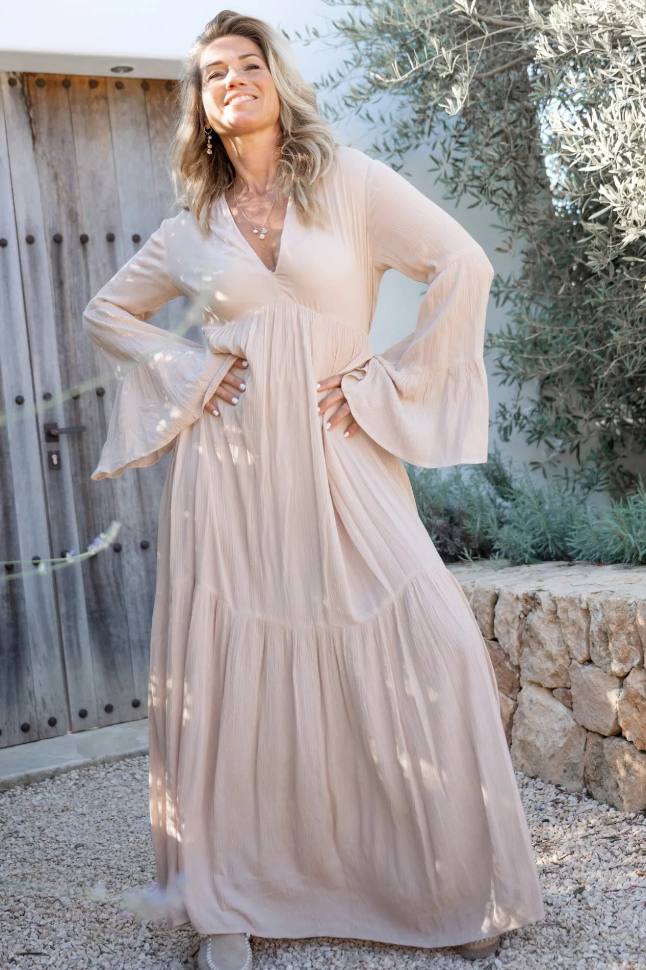 Kleid Lucia Flower Helles Taupe