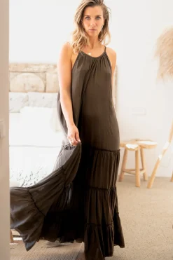 Kleid Madia Boho Dunkel Taupe