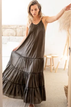 Kleid Madia Boho Dunkel Taupe