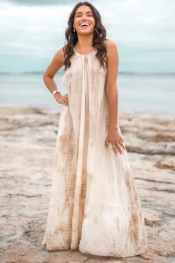 Kleid Mina Tie Dye Taupe