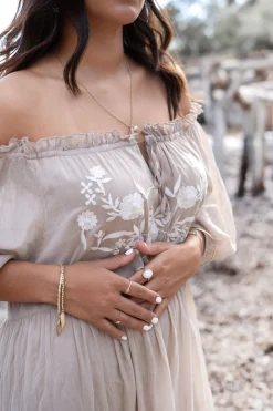 Kleid Peralta Bordado Light Taupe