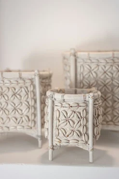 Korb Bambu Kerang Off Weiß