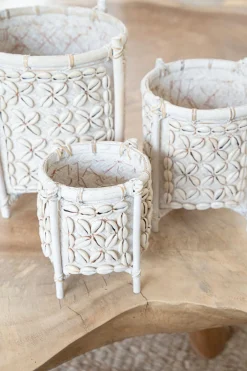 Korb Bambu Kerang Off Weiß