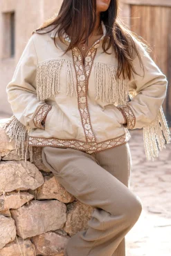 Kurze Fransenjacke Nomad Combi Light Sand