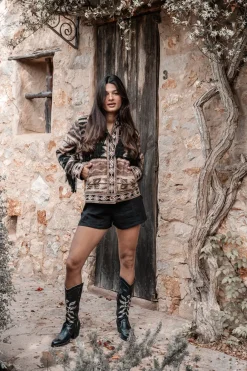 Kurze Fransenjacke Nomad Braun