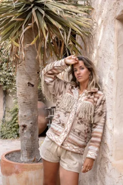 Kurze Fransenjacke Nomad Natural