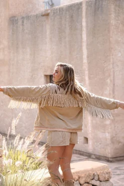 Kurze Fransenjacke Nomad Combi Light Sand Plain