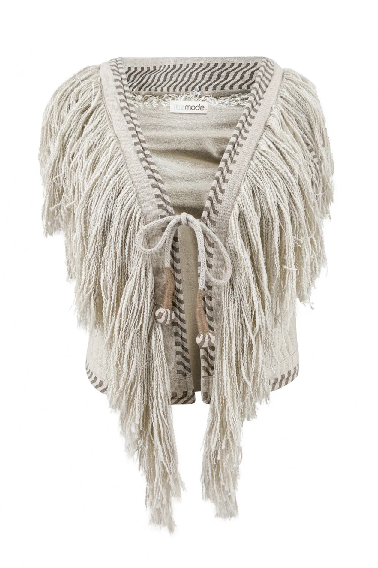 Kurze Fransenweste Esthetica Ecru