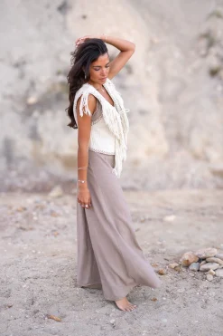 Kurze Fransenweste Esthetica Ecru