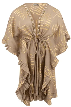 Kurzer Kimono Leafy Taupe