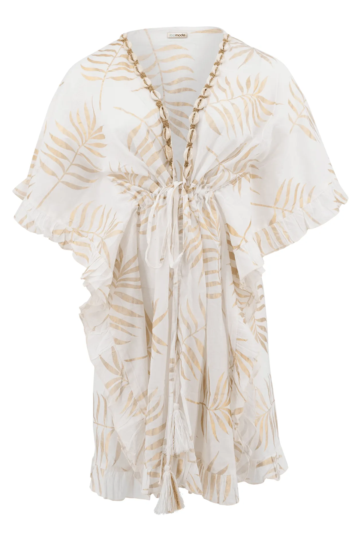 Kurzer Kimono Leafy Weiß