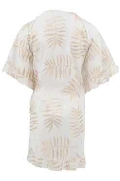 Kurzer Kimono Leafy Weiß