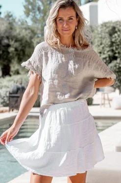 Kurzer Rock Lin Weiß