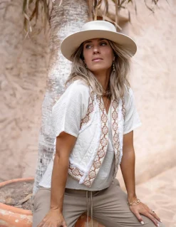 Kurzes Gilet Nomad Ecru