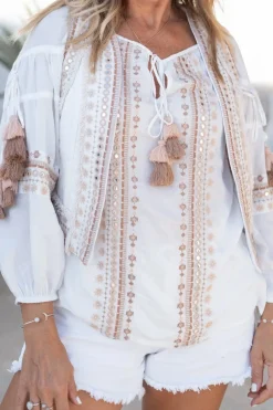 Kurzes Gilet Sierra Riqueza Weiß