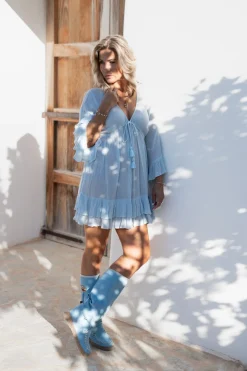 Kurzes Kleid Dantae Flower Blassblau