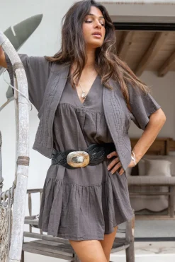 Kurzes Kleid Elia Einfarbig Anthrazit