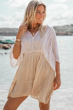 Kurzes Kleid Emilia Weiß/ Sand