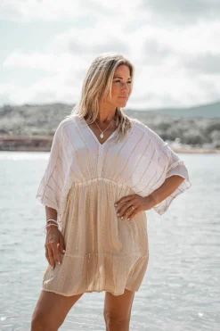 Kurzes Kleid Emilia Weiß/ Sand