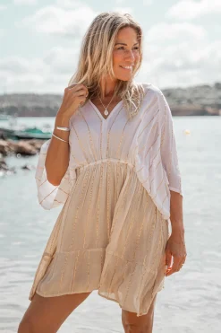 Kurzes Kleid Emilia Weiß/ Sand