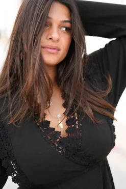 Kurzes Kleid Encaje Schwarz