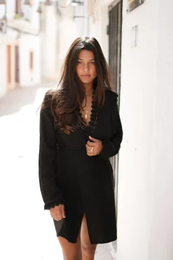 Kurzes Kleid Encaje Schwarz