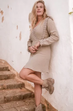 Kurzes Kleid Encaje Taupe