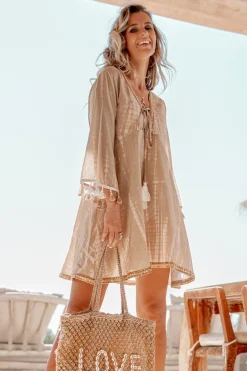 Kurzes Kleid Inessa Tie Dye Taupe