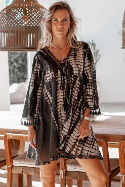 Kurzes Kleid Inessa Tie Dye Schwarz