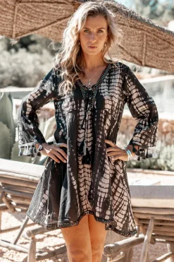 Kurzes Kleid Inessa Tie Dye Schwarz