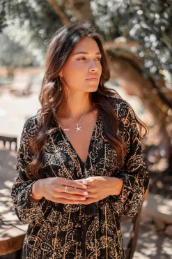 Kurzes Kleid Mio Paisley Schwarz