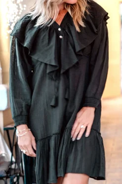 Kurzes Kleid Ruffle Sparkle Schwarz