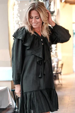 Kurzes Kleid Ruffle Sparkle Schwarz