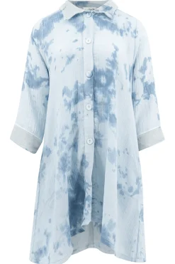 Lange Bluse Kyara Blau Tie Dye