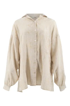 Lange Bluse Sparkle Ecru Gold