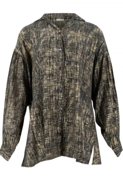 Lange Bluse Sparkle Schwarz Gold