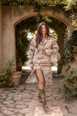 Lange Fransenjacke Spirit Natural