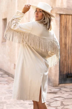 Lange Fransenjacke Spirit Light Sand Plain