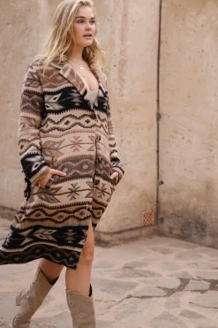 Lange Fransenjacke Spirit Braun