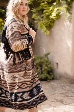 Lange Fransenjacke Spirit Braun