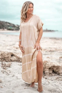 Langer Kaftan Noa Tie Dye Sand/ Beige