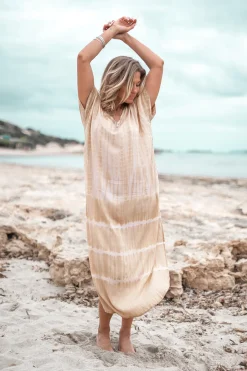 Langer Kaftan Noa Tie Dye Sand/ Beige