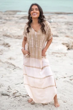 Langer Kaftan Noa Tie Dye Powder/ Sand